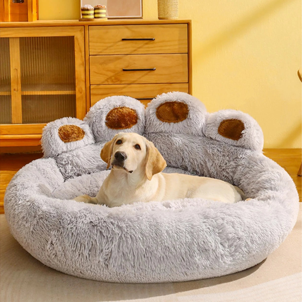 Cama de felpa para cachorros.