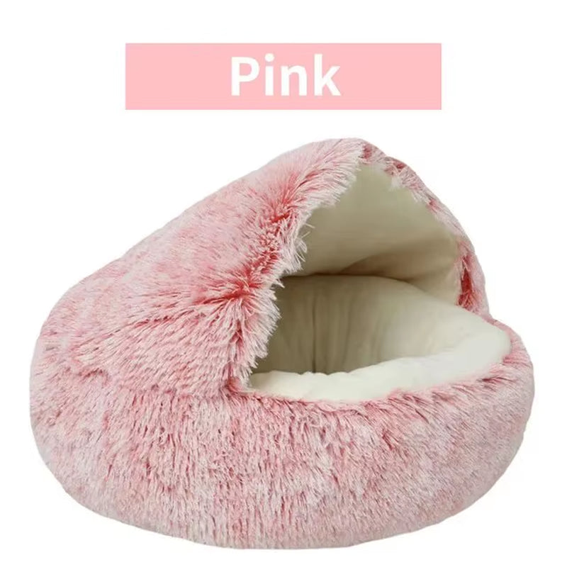 Cama de felpa con capucha para mascotas