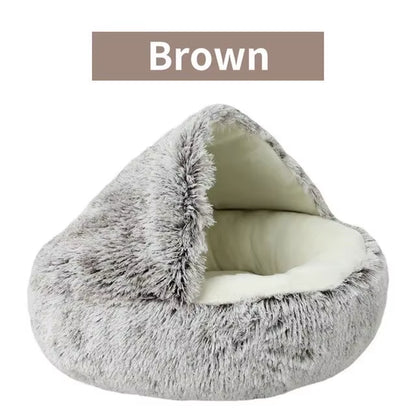Cama de felpa con capucha para mascotas