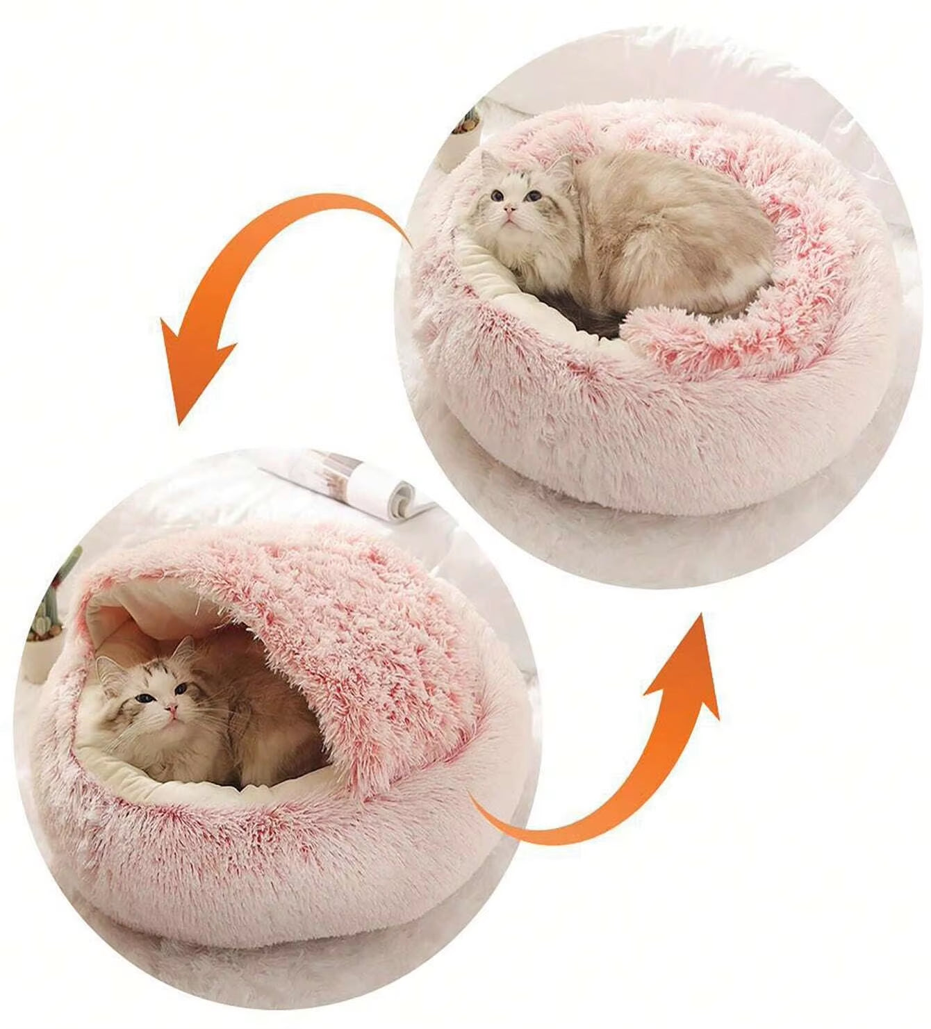 Cama de felpa con capucha para mascotas