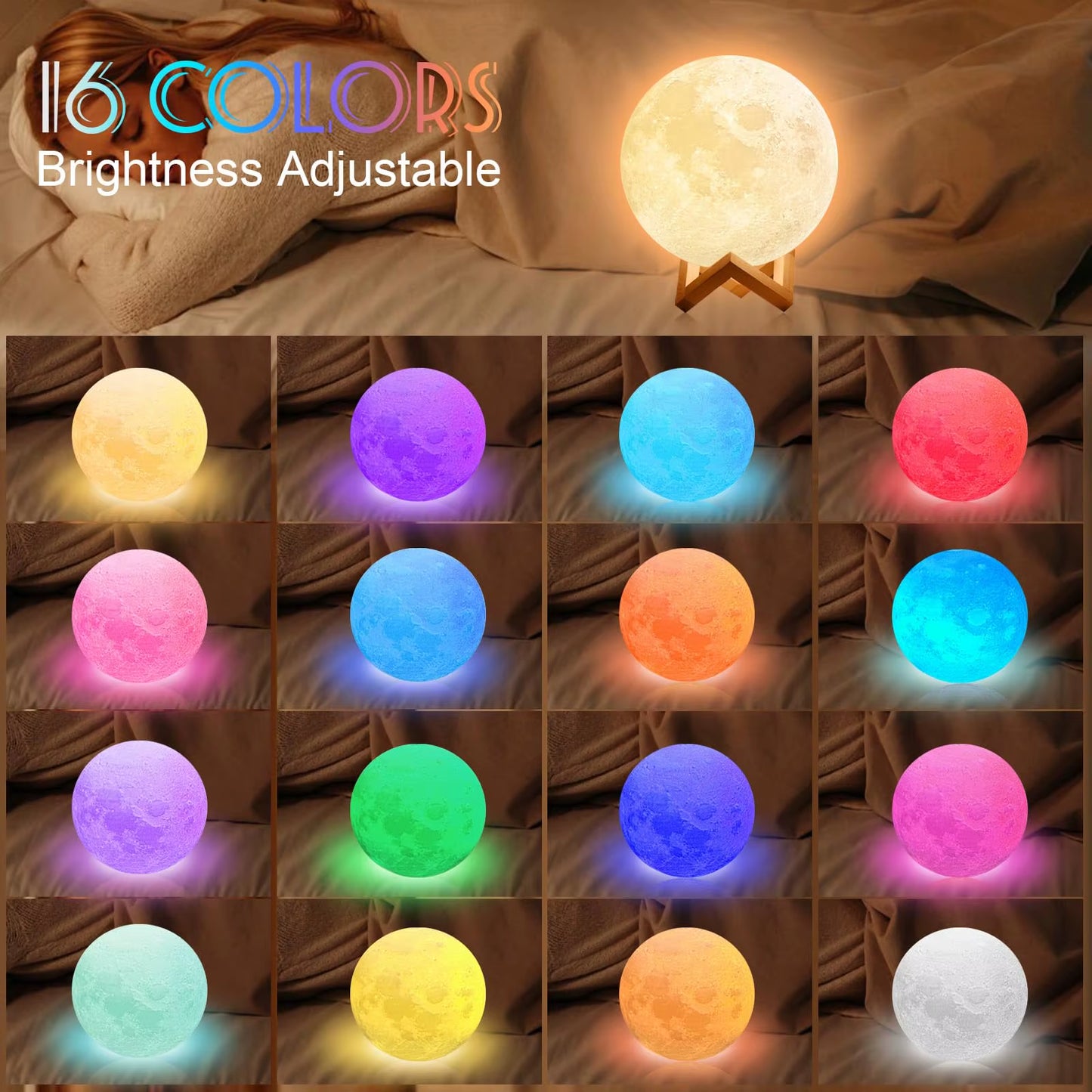  Luna-lámpara de 16 colores.