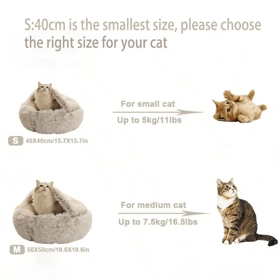 Cama de felpa con capucha para mascotas