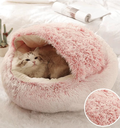Cama de felpa con capucha para mascotas